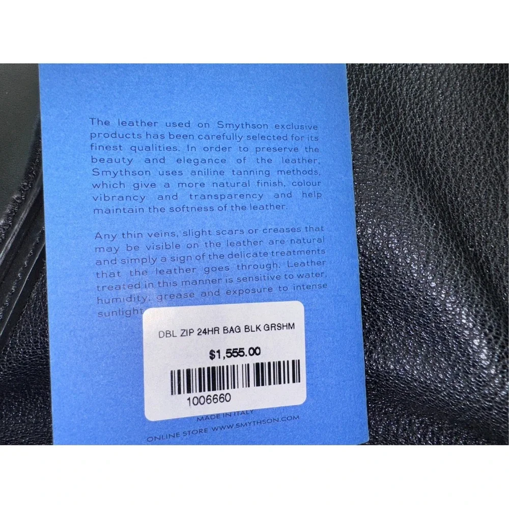 SMYTHSON Panama Leather‎ Double Zip Travel Bag Black
